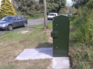 The BT superfast broadband cabinet at the start of Stowell Lane